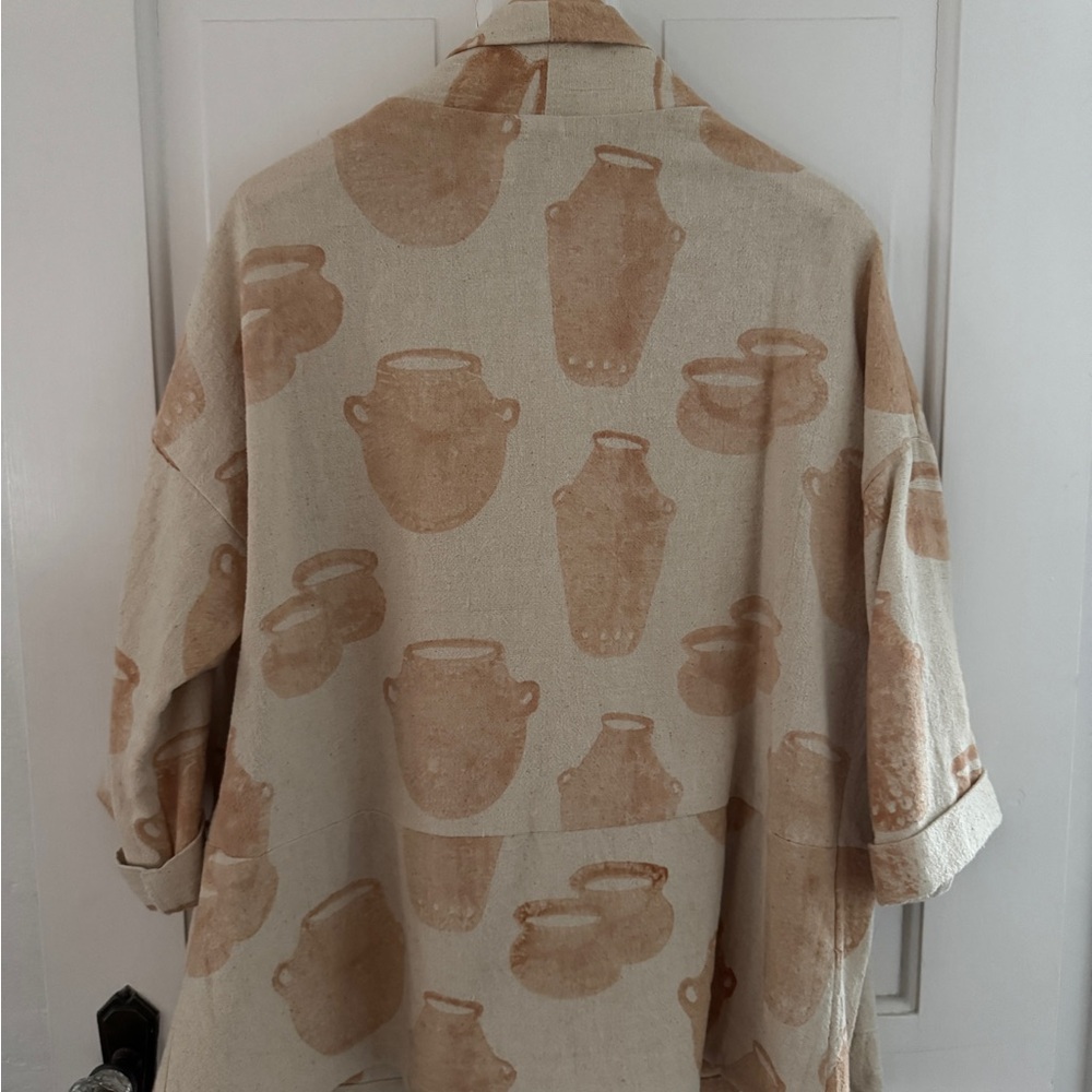 PO-EM Kimono Cardigan Jacket in Jug Block Print - Picture 2 of 10